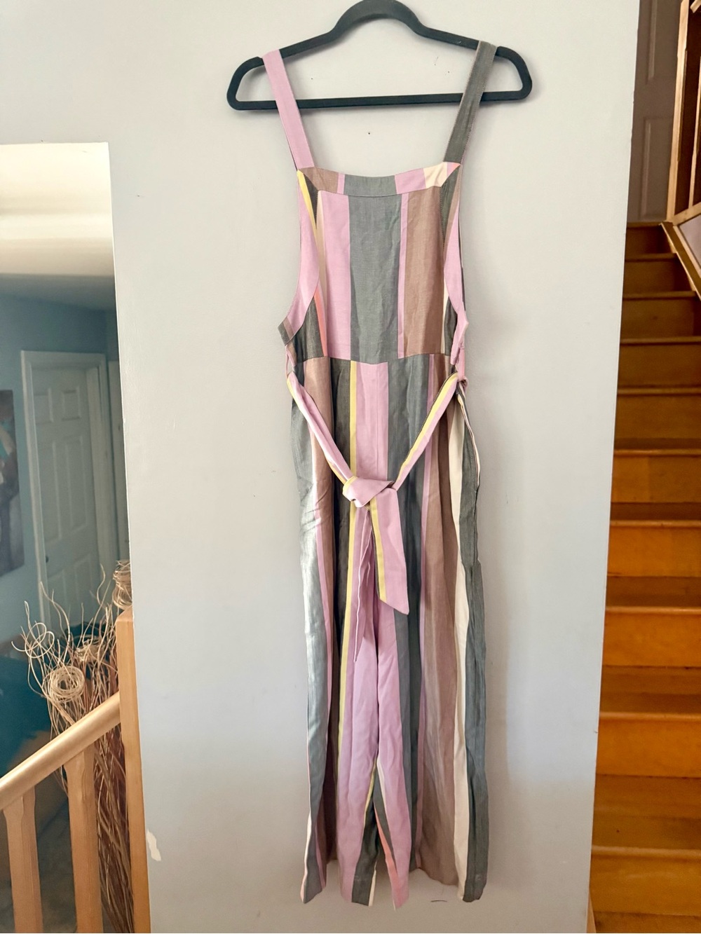 Patrons of Peace Pastel Striped Wide Leg Jumpsuit Overalls Sz Small